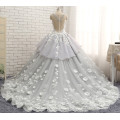 WD031 Luxury Appliqued Flowers Ball Gown Wedding dress